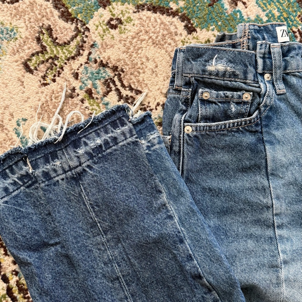 Zara the contrast straight leg jean